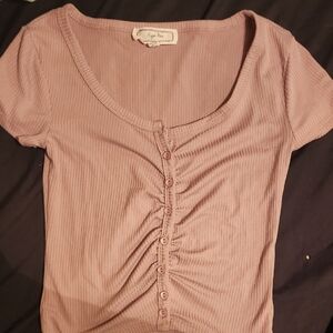 Hippie Rose Mauve Button-Front Blouse